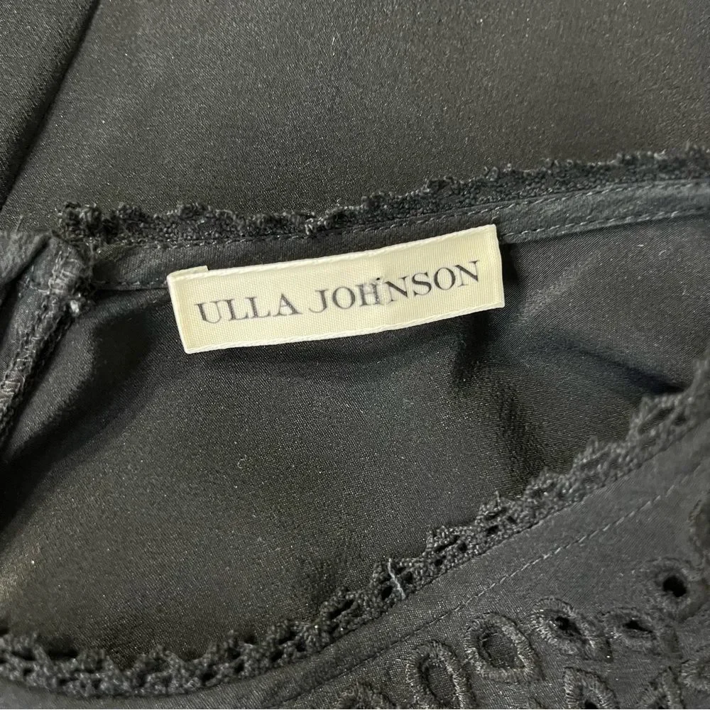 Ulla Johnson Oona Silk Eyelet Embroidered Dress in Raven Black Size 10 - Picture 9 of 11